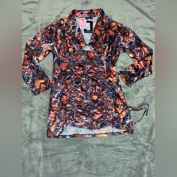 PLT BUTTERFLY PRINT SATIN DRESS - Picture 2 of 7